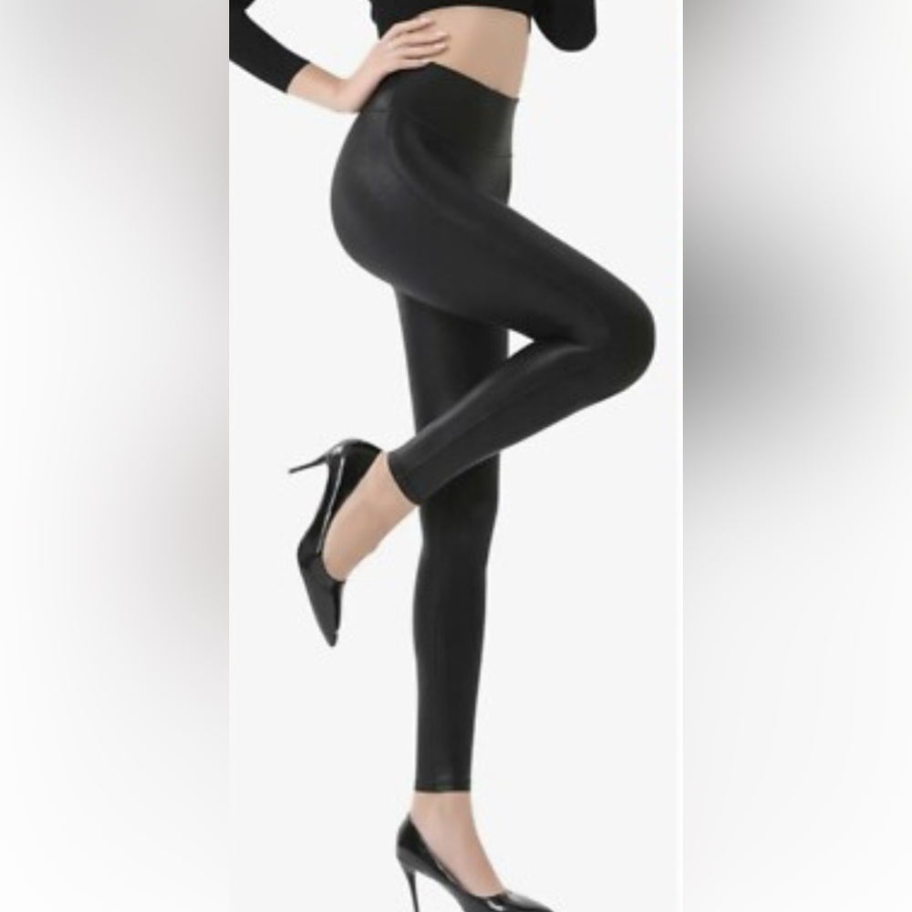 Retro Gong Faux Leather Leggings Sz 3X